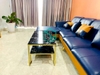 Bàn Trà Sofa Chữ Nhật 2 Tầng Đá Đen Chân Vàng Hiện Đại