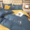 Bộ Chăn Ga Gối Cotton 30s Hàn Quốc In Hình Cầu Vồng Phối Trên Nền Màu Xanh Đen - CT30S.02