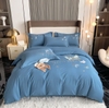Bộ Chăn Ga Gối Cotton Sateen Thêu Hình Cánh Bướm Trên Nền Xanh - CTST01