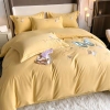 Bộ Chăn Ga Gối Cotton Sateen Thêu Hình Cánh Bướm Trên Nền Vàng - CTST02