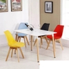Bộ bàn ăn, cafe cho 4 người gồm bàn B108 0.8×1.2×0.75m và 4 ghế eames nhựa lót nệm chân gỗ