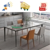 Bộ bàn ăn mặt đá 4 ghế da phong cách Origami:  E2120