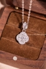 Dây chuyền bạc Việt Nam xi vàng trắng 18k đính kim cương Moissanite bốn lá cánh tròn