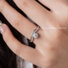 Nhẫn bạc ta xi vàng trắng đính Kim Cương Moissanite hai trái tim đá đính