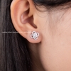 Khuyên tai bạc Việt Nam xi vàng trắng đính kim cương Moissanite Lucky Bloom
