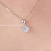 Dây chuyền bạc ta xi vàng trắng đính Kim Cương Moissanite tròn tia đá tỏa sáng