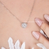 Dây chuyền bạc ta xi vàng trắng đính Kim Cương Moissanite tròn viền đá nổi