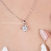 Dây chuyền bạc ta xi vàng trắng đính Kim Cương Moissanite tròn đính đá nhánh hoa