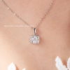 Dây chuyền bạc ta xi vàng trắng đính Kim Cương Moissanite hoa tuyết đá nhỏ