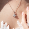 Dây chuyền bạc ta xi vàng trắng đính Kim Cương Moissanite tròn đá đều mặt phẳng