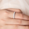 Nhẫn bạc ta xi vàng trắng đính Kim Cương Moissanite hoa nhọn năm cánh