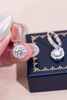 Khuyên tai bạc Việt Nam xi vàng trắng 18k đính kim cương Moissanite 5.5li dạng bấm ổ đá tròn treo