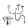 Bộ xả bồn rửa chén inox 2 ngăn ống xả bằng inox