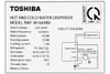 RWF-W1669BV(K1) - Cây nước nóng lạnh Toshiba