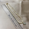 MS4 - Vòng cổ ngọc trai hạt dị ánh cam nhạt charm vintage