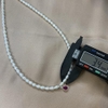 MS31 - Vòng cổ ngọc trai charm pha lê hồng tím bọc khung bạc