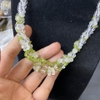 MS12 - Vòng cổ thạch anh trắng mix peridot xoắn 3 sợi
