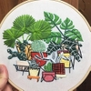 Set thêu hiện đại mẫu xương rồng