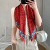 Khăn thô lụa  vuông 90cm mẫu họa tiết xích - Khăn quấn áo, choàng áo