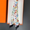 Khăn lụa twilly bản vát dài 90x5cm họa tiết hoa
