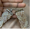 MS99 -  Vòng cổ ngọc trai tết sợi mix màu khóa hơi cũ