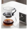 Phễu thuỷ tinh V60 rãnh thẳng đế nhựa đen Cafede Kona