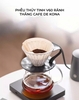 Phễu thuỷ tinh V60 rãnh thẳng đế nhựa đen Cafede Kona
