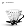 Phễu thuỷ tinh V60 rãnh thẳng đế nhựa đen Cafede Kona