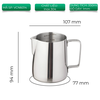 Ca đánh sữa inox 304 bản bạc VCN6013 600ml VCN6014 350ml có vạch chia ml và oz