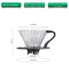 Phễu thuỷ tinh V60 rãnh thẳng đế nhựa đen Cafede Kona