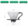 Phễu thuỷ tinh V60 rãnh thẳng đế nhựa đen Cafede Kona