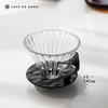 Phễu thuỷ tinh V60 rãnh thẳng đế nhựa đen Cafede Kona