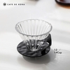 Phễu thuỷ tinh V60 rãnh thẳng đế nhựa đen Cafede Kona