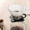 Phễu thuỷ tinh V60 rãnh thẳng đế nhựa đen Cafede Kona