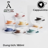 Bộ đĩa và ly sứ Ancap Cappuccino 180ml cà phê  vẽ tay lên thân