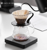 Phễu thuỷ tinh V60 rãnh thẳng đế nhựa đen Cafede Kona