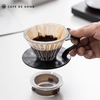 Phễu thuỷ tinh V60 rãnh thẳng đế nhựa đen Cafede Kona