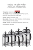 Bình pha French Press jinmeila thuỷ tinh khung inox 304 dung tích 350 600 800 1000ml