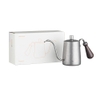 Ấm bình rót nước nóng pha cà phê bằng inox , cán gỗ Cafede Kona, ấm rót nước cổ ngỗng