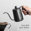 Ấm bình rót nước nóng pha cà phê bằng inox , cán gỗ Cafede Kona, ấm rót nước cổ ngỗng