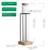 Ống thuỷ tinh đựng cà phê trưng bày VCN8969 4L cao 625mm và VCN6723 1.3L cao 335mm đế gỗ khung inox 304