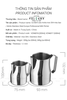 Ca đánh sữa Motta Europa inox 304 màu bạc mũi tròn 320ml và 650ml
