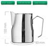 Ca đánh sữa Motta Europa inox 304 màu bạc mũi tròn 320ml và 650ml