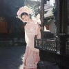 bộ đồ cổ trang hanfu trung quốc màu hồng chụp ảnh concept studio - VAY04