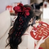 cài nơ lưới hoa diên vĩ tua rua tóc cô dâu ngày cưới chụp hình studio - cd283