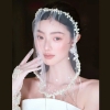 phụ kiện tóc cô dâu mạng che mặt ngoc trai retro chụp ảnh cưới concept- cd261