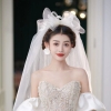 voan nơ lưới cô dâu họa tiết ren mặt váy cưới chụp ảnh - cd229