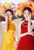 sườn xám vàng cổ yếm chụp concept studio thần tiên tỉ tỉ - VAY14