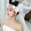 cài hoa voan cô dâu mũ trùm đầu hoa lụa ngoc trai phong cách rừng cổ điển mũ váy cưới - cd231