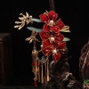bộ trâm cài tóc cao cấp hoa đỏ cho cô dâu xiuhe hỷ phục trung kèm hoa tai - CD123